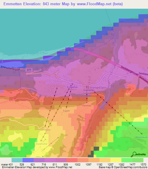 Emmetten,Switzerland Elevation Map