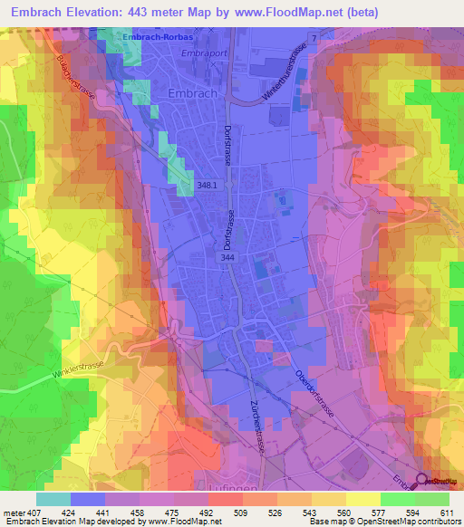 Embrach,Switzerland Elevation Map