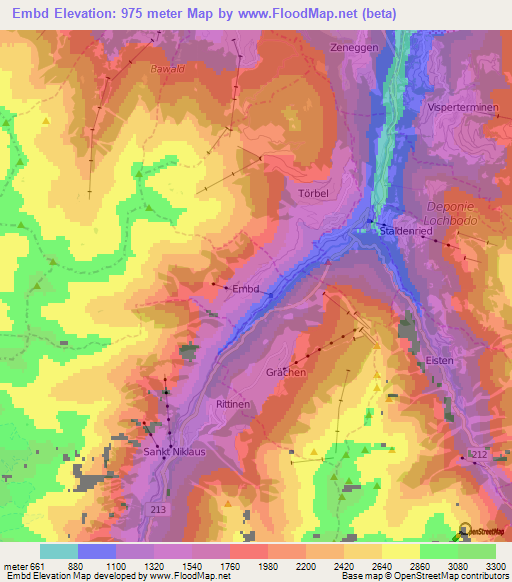 Embd,Switzerland Elevation Map