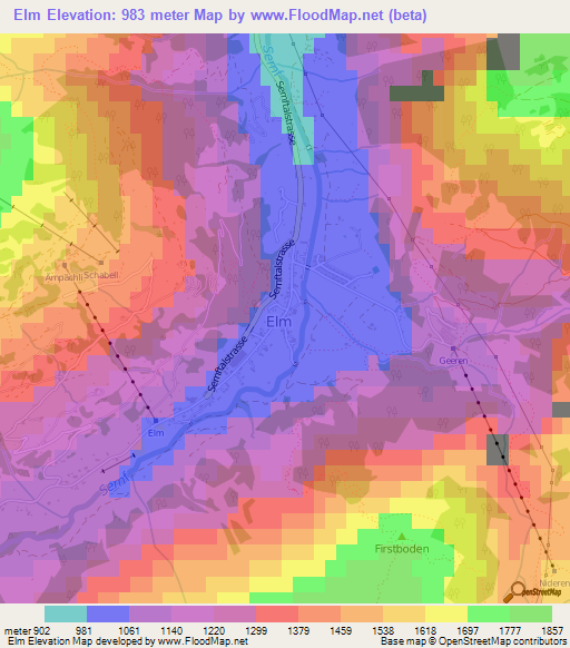 Elm,Switzerland Elevation Map