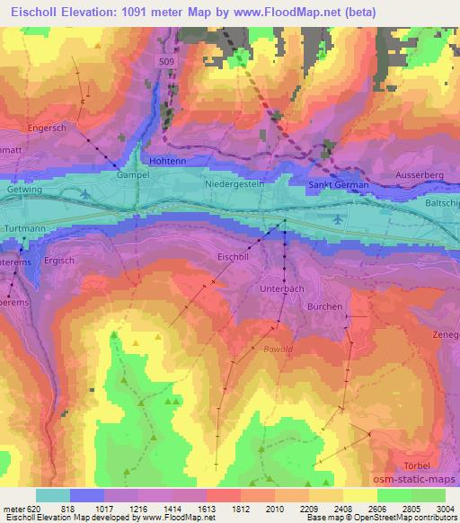 Eischoll,Switzerland Elevation Map