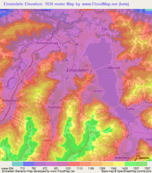 Einsiedeln,Switzerland Elevation Map