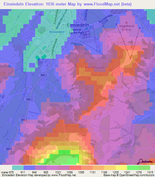 Einsiedeln,Switzerland Elevation Map