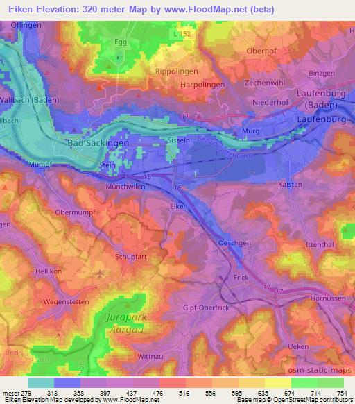 Eiken,Switzerland Elevation Map