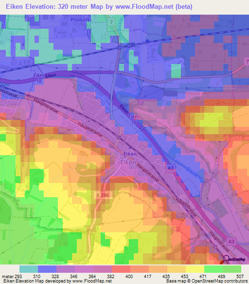 Eiken,Switzerland Elevation Map