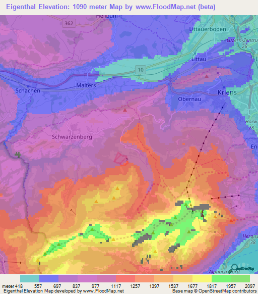 Eigenthal,Switzerland Elevation Map