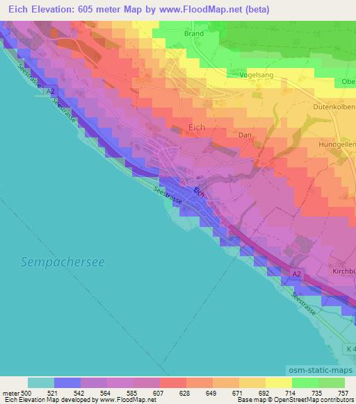 Eich,Switzerland Elevation Map