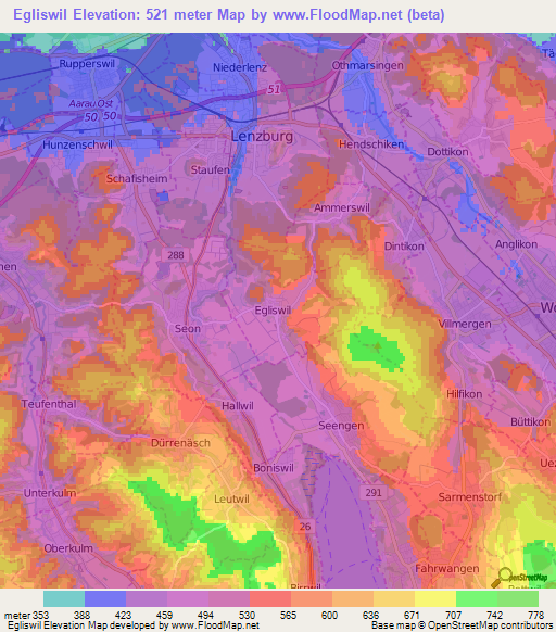 Egliswil,Switzerland Elevation Map