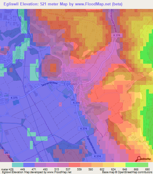 Egliswil,Switzerland Elevation Map