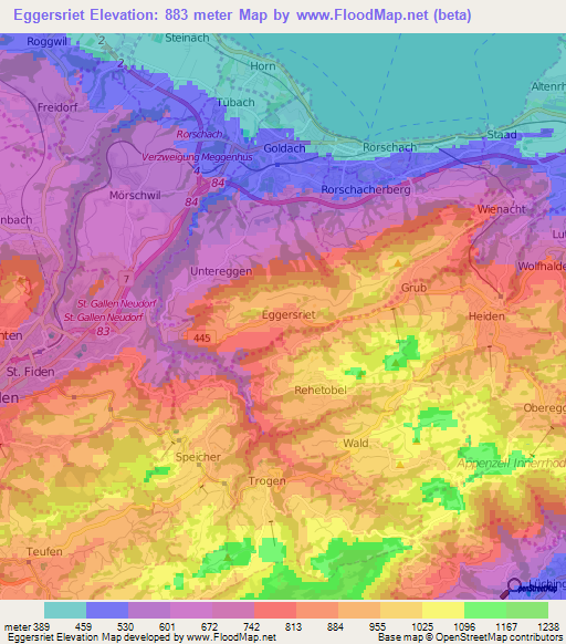 Eggersriet,Switzerland Elevation Map