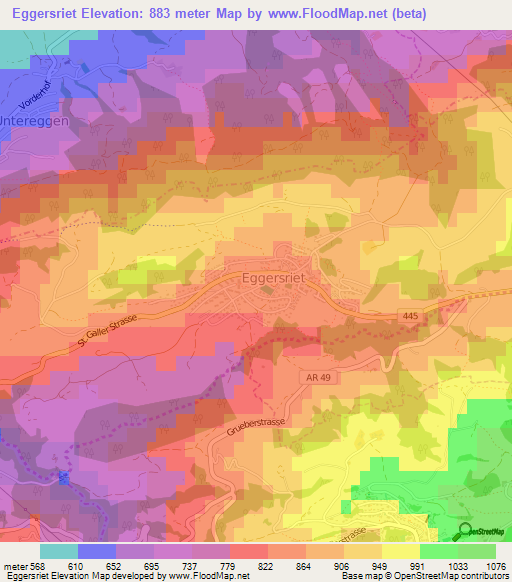 Eggersriet,Switzerland Elevation Map