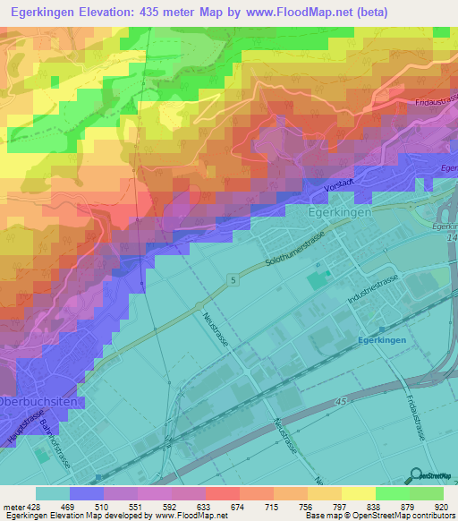 Egerkingen,Switzerland Elevation Map