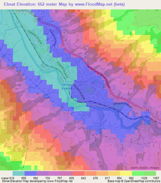 Ebnat,Switzerland Elevation Map