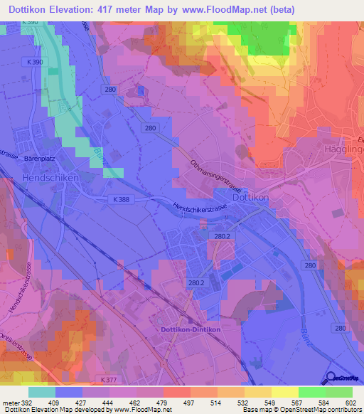 Dottikon,Switzerland Elevation Map