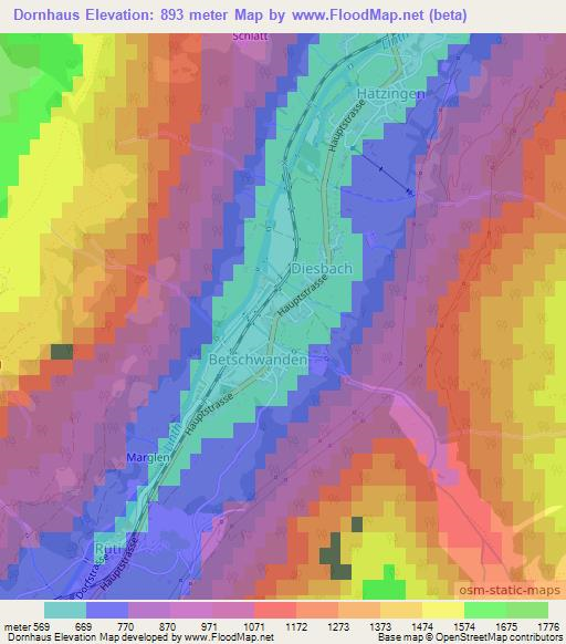 Dornhaus,Switzerland Elevation Map