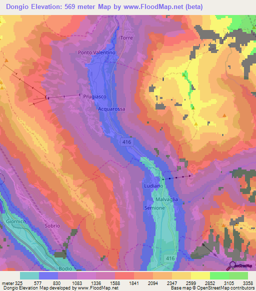 Dongio,Switzerland Elevation Map