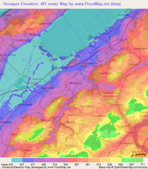 Donatyre,Switzerland Elevation Map