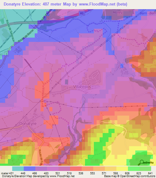 Donatyre,Switzerland Elevation Map