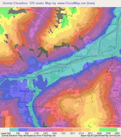 Domat,Switzerland Elevation Map