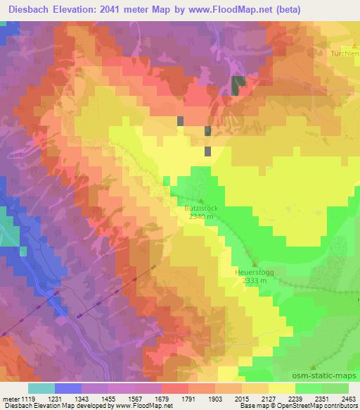 Diesbach,Switzerland Elevation Map