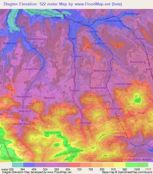 Diegten,Switzerland Elevation Map