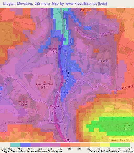 Diegten,Switzerland Elevation Map