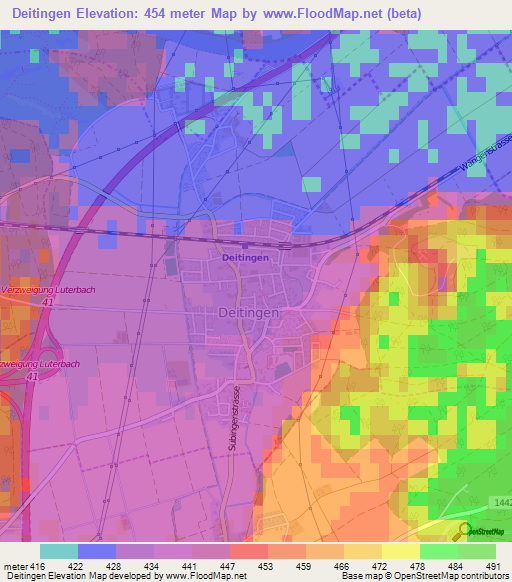 Deitingen,Switzerland Elevation Map