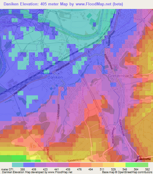 Daniken,Switzerland Elevation Map