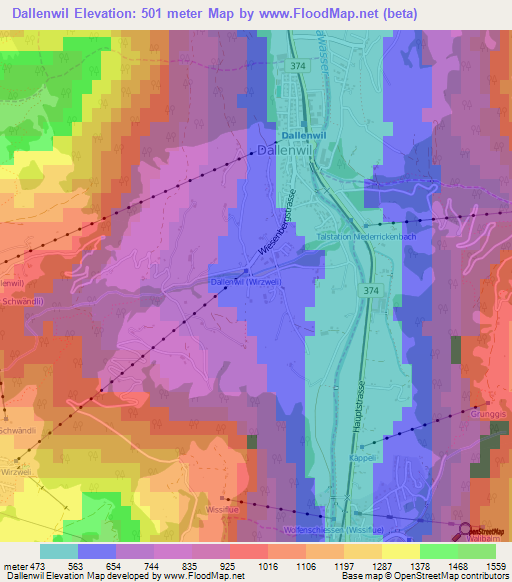 Dallenwil,Switzerland Elevation Map