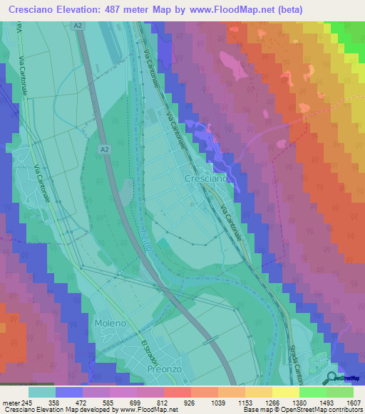 Cresciano,Switzerland Elevation Map