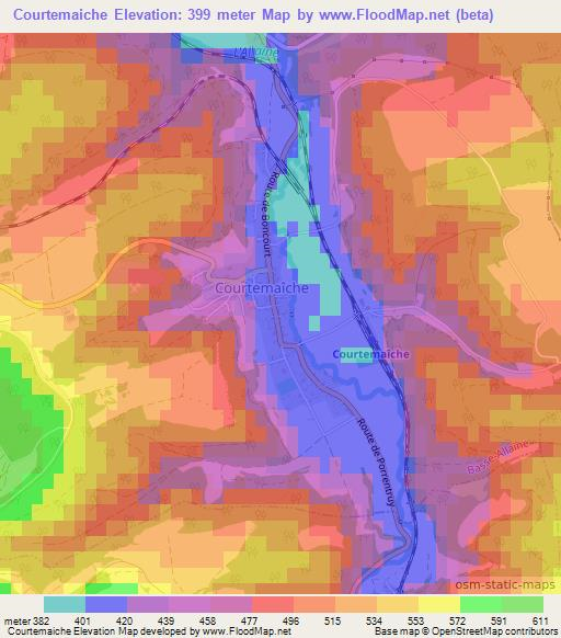 Courtemaiche,Switzerland Elevation Map