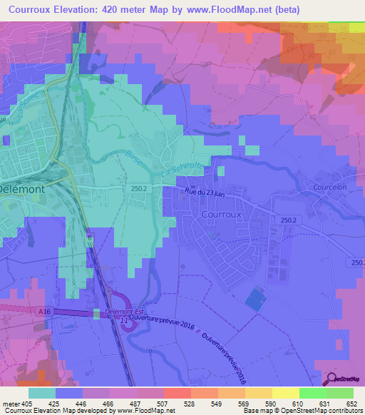 Courroux,Switzerland Elevation Map