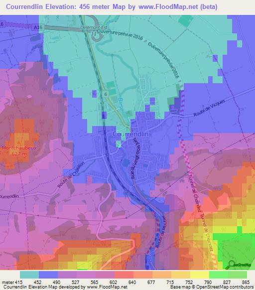 Courrendlin,Switzerland Elevation Map