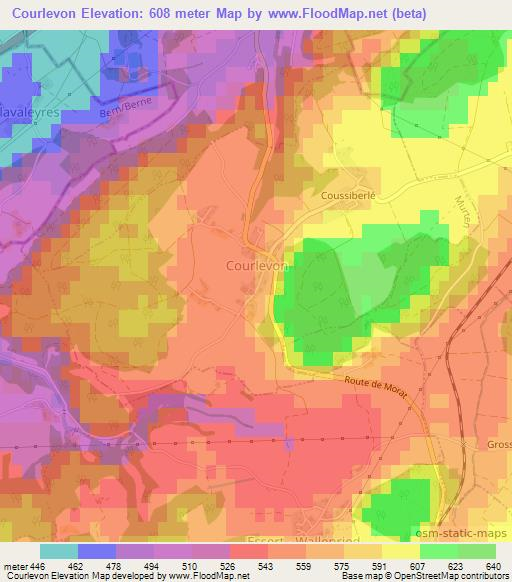 Courlevon,Switzerland Elevation Map