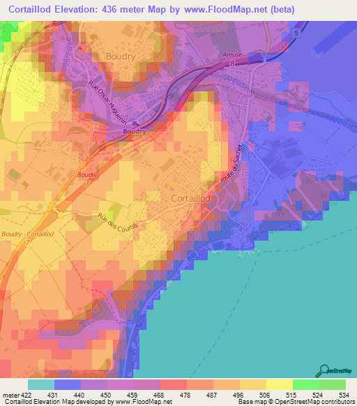 Cortaillod,Switzerland Elevation Map