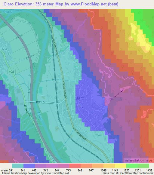 Claro,Switzerland Elevation Map