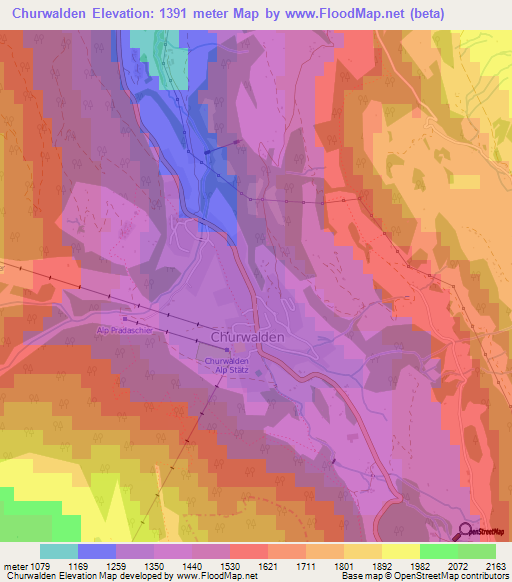 Churwalden,Switzerland Elevation Map