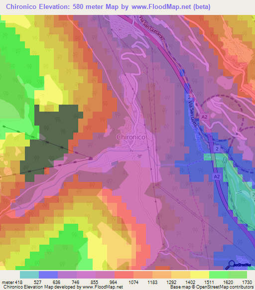 Chironico,Switzerland Elevation Map