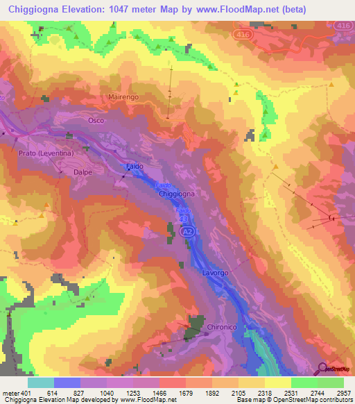 Chiggiogna,Switzerland Elevation Map