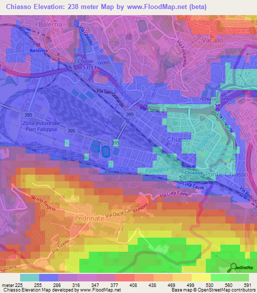 Chiasso,Switzerland Elevation Map