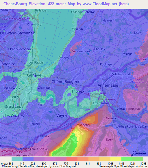 Chene-Bourg,Switzerland Elevation Map