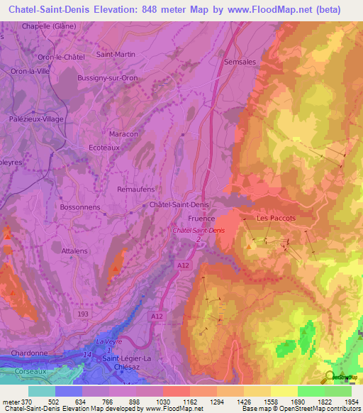 Chatel-Saint-Denis,Switzerland Elevation Map