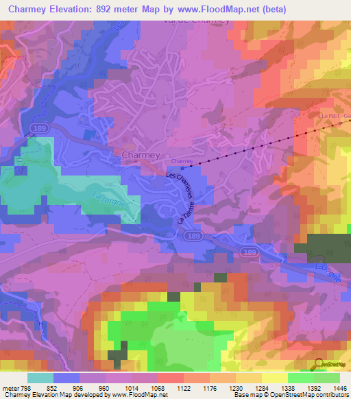 Charmey,Switzerland Elevation Map