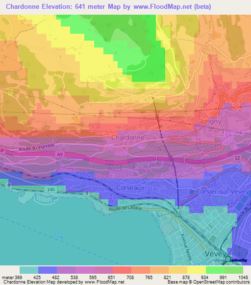 Chardonne,Switzerland Elevation Map