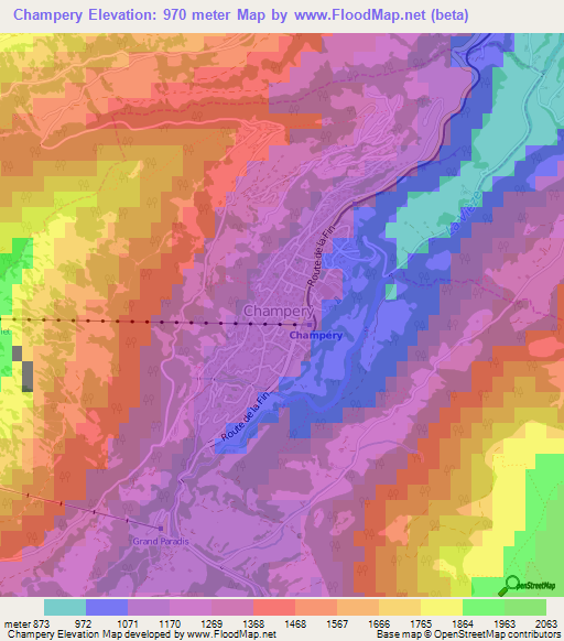 Champery,Switzerland Elevation Map