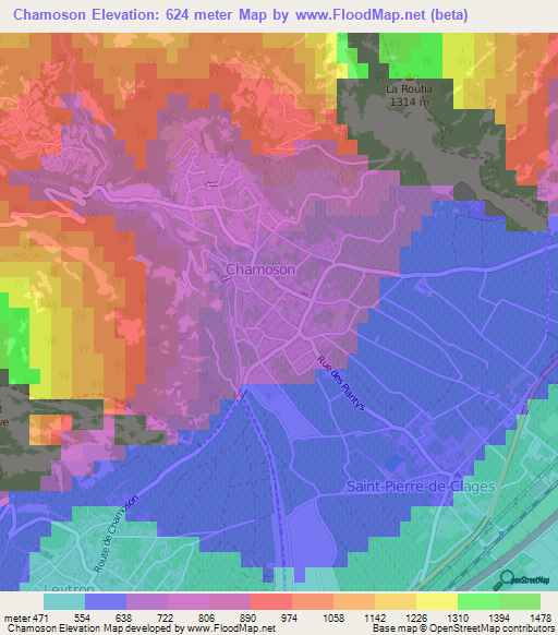 Chamoson,Switzerland Elevation Map