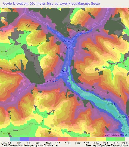 Cevio,Switzerland Elevation Map