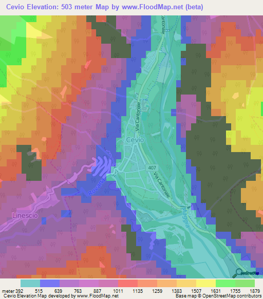 Cevio,Switzerland Elevation Map