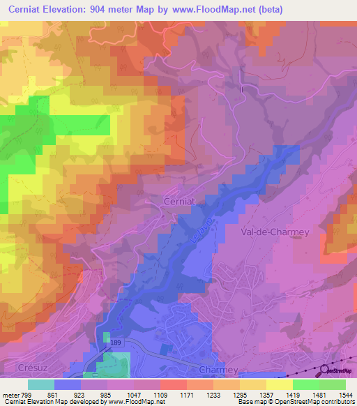 Cerniat,Switzerland Elevation Map