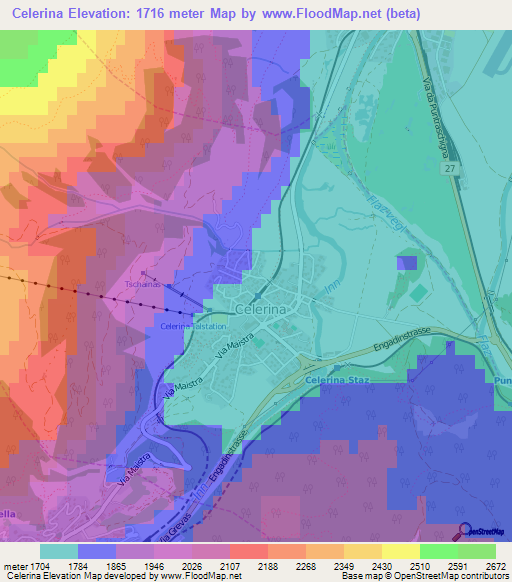 Celerina,Switzerland Elevation Map